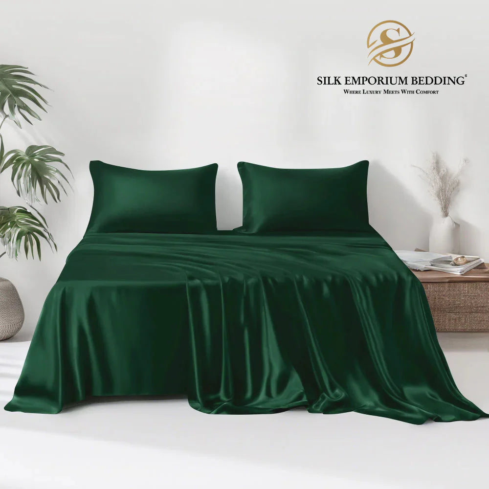 Satin Silk Bedsheet (Emerald Green)