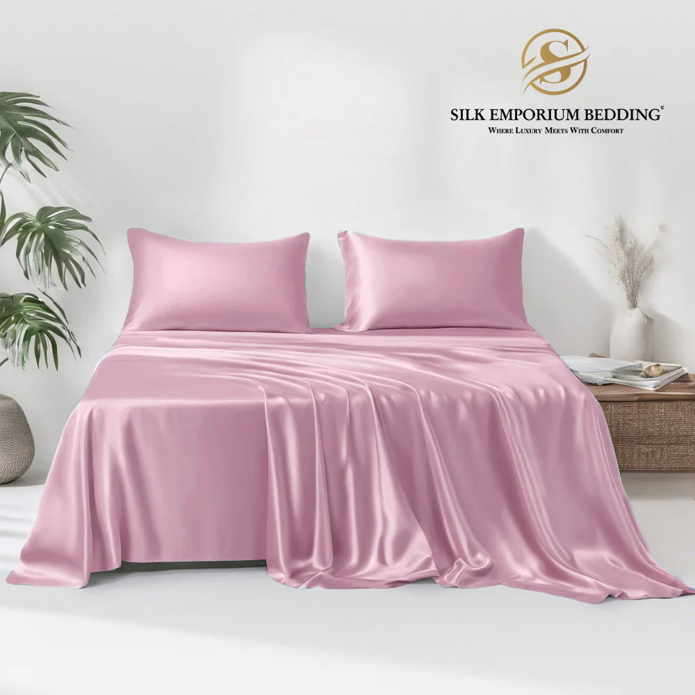 Satin Silk Bedsheet (Onion Pink)