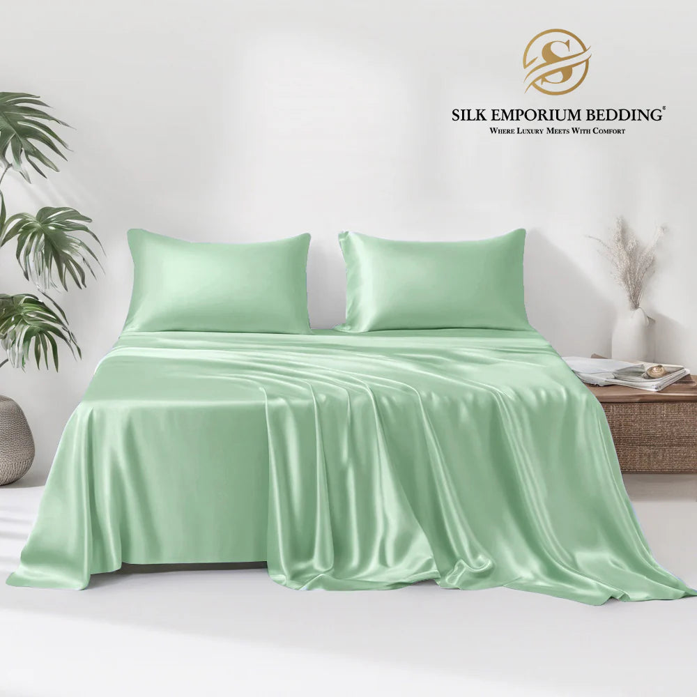 Satin Silk Bedsheet (Ice Green)